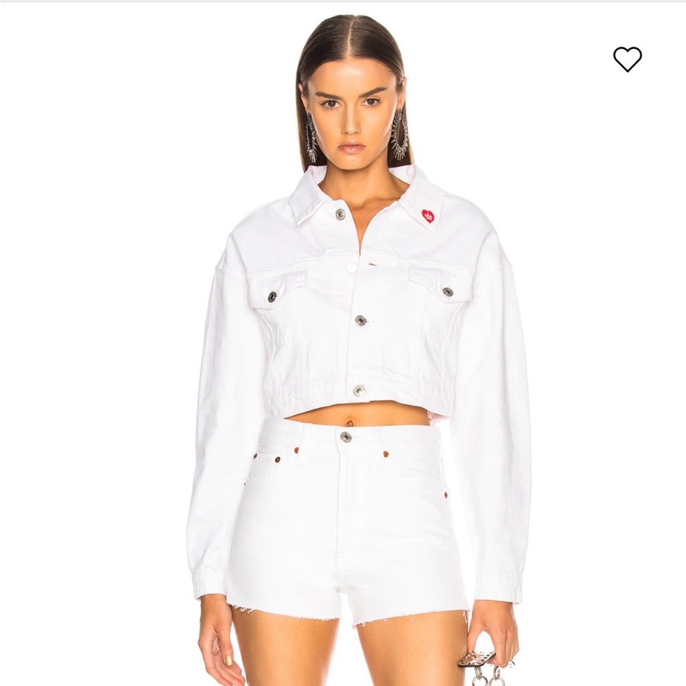 Re/Done “Dirty White” Cropped Denim Jacket - Size M